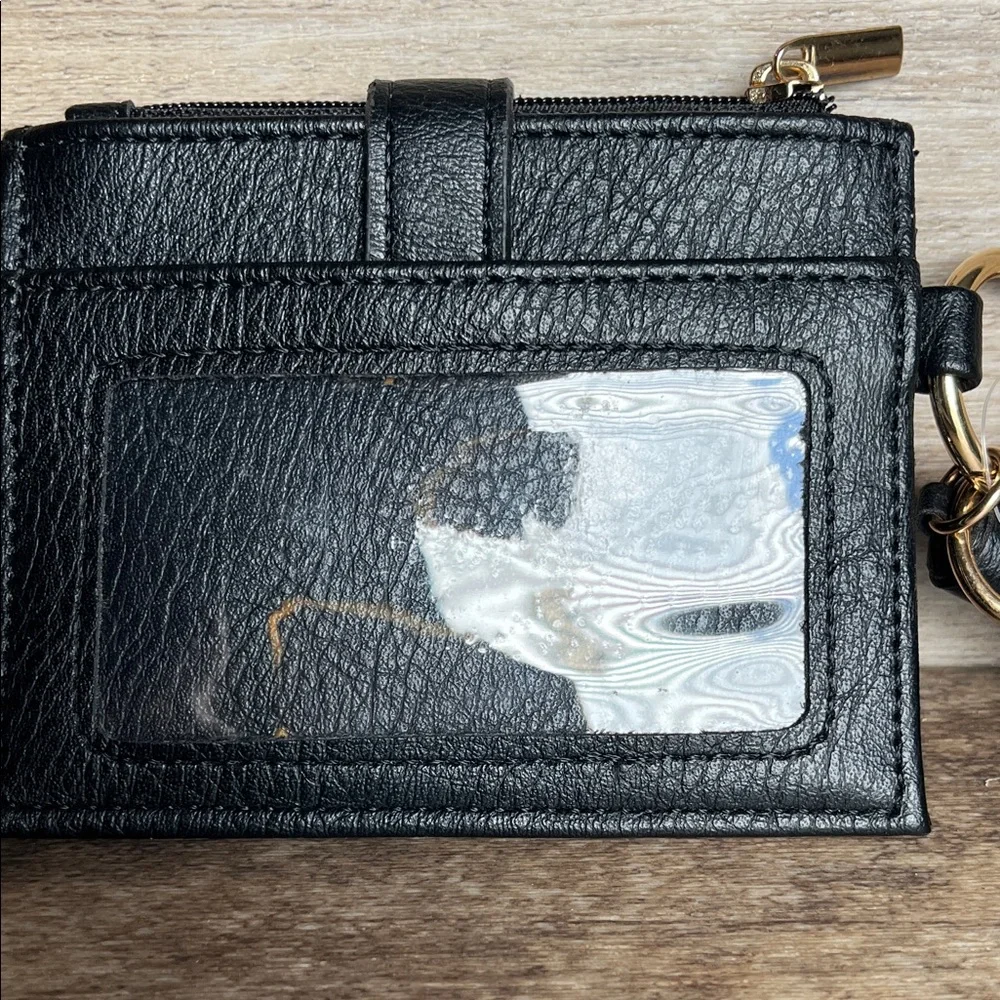 Wristlet wallet Black with Blue Patterned Strap